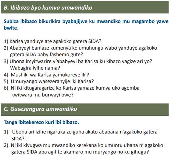 Course: Kinyarwanda, Topic: UMUTWE WA GATATU: SIDA N’IZINDI NDWARA ...